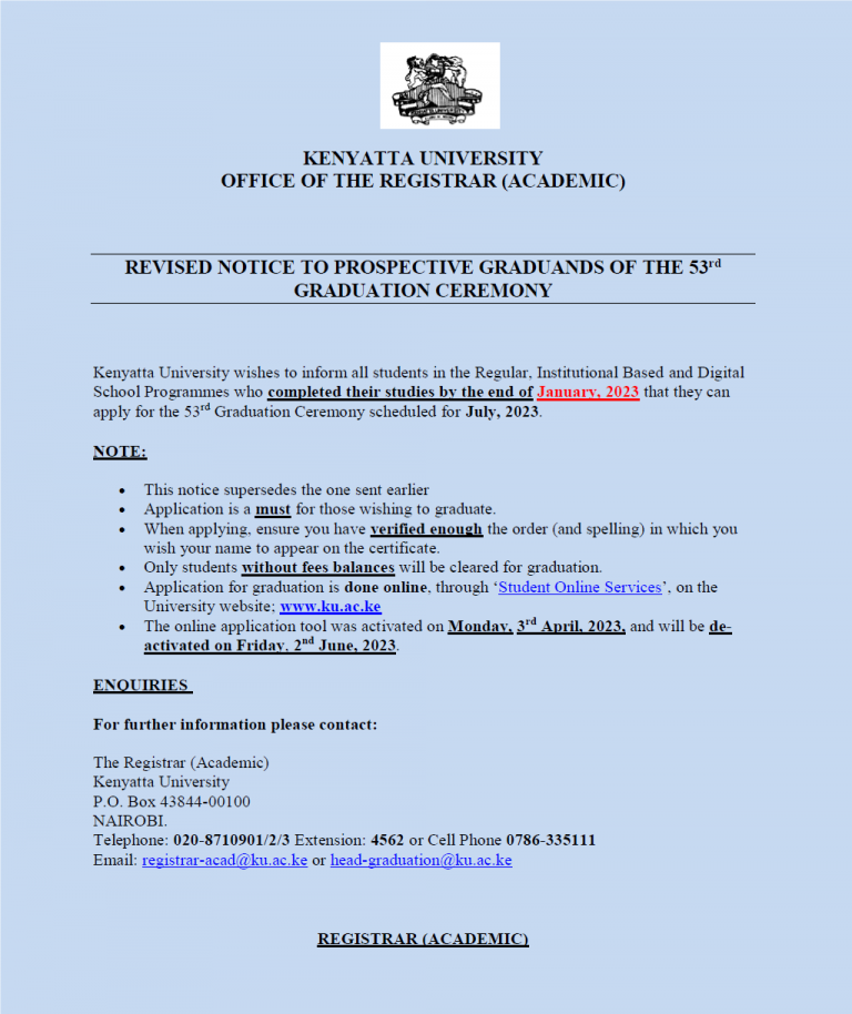 53rd Graduation Rites NOTICE TO PROSPECTIVE GRADUANDS OF THE 53rd GRADUATION CEREMONY ...
