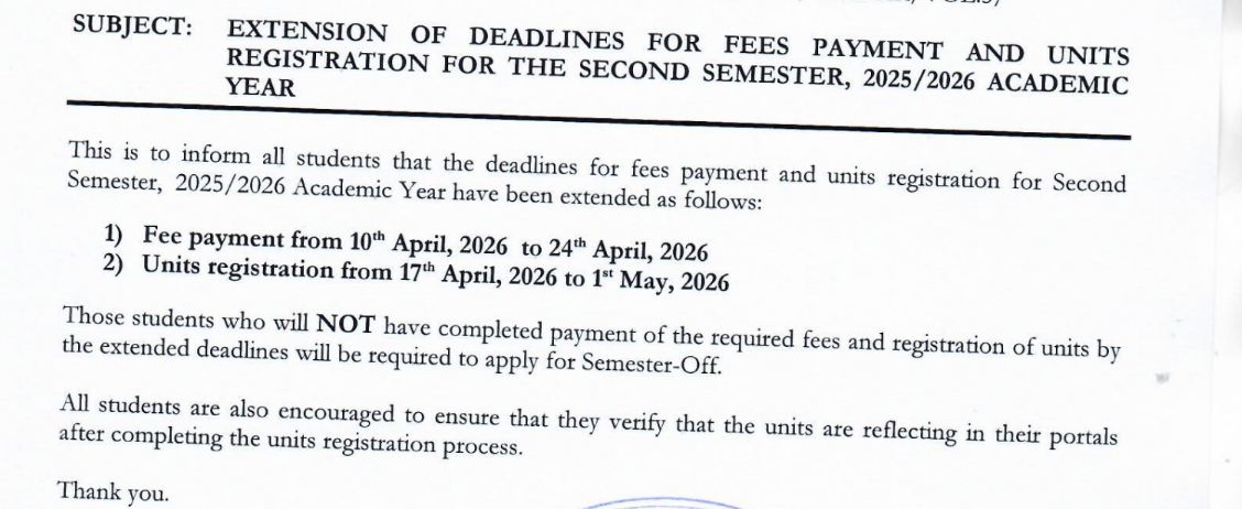Fee Extension Second Sem